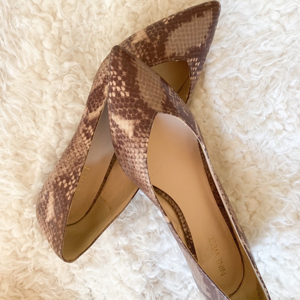 Nine West Elenta Snake Print Wedges 8.5